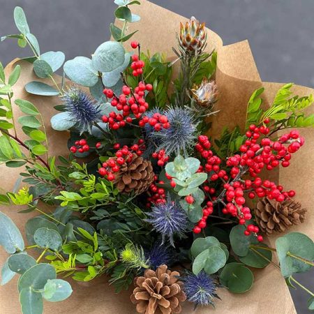 festive woodland bouquet