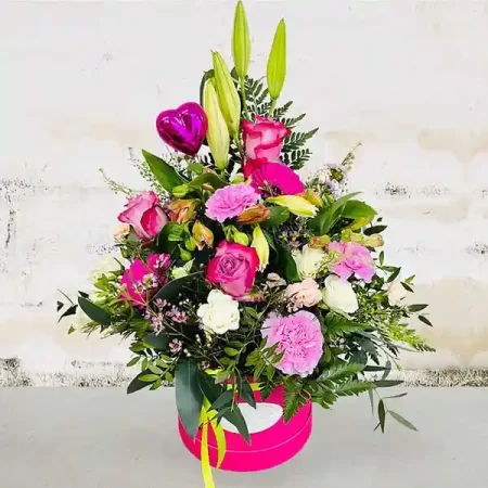 Tall Hatbox Flower Arrangement